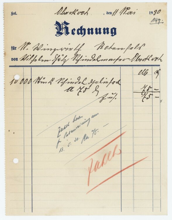 Firma M. Winzrieth (Kaufhaus) - Rechnung - 11.05.1930