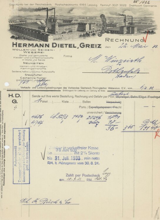 Firma M. Winzrieth (Kaufhaus) - Rechnung - 06.02.1933