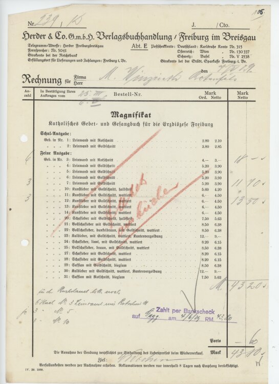 Firma M. Winzrieth (Kaufhaus) - Rechnung - 07.03.1929