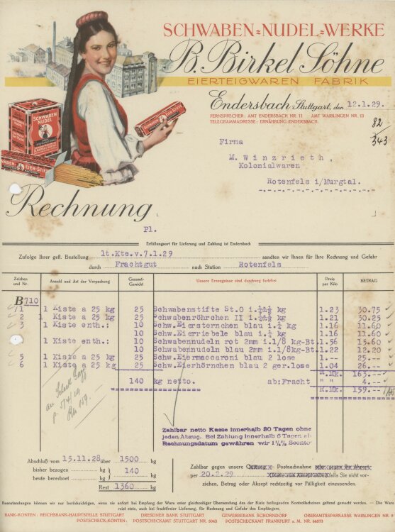Firma M. Winzrieth (Kaufhaus) - Rechnung - 12.01.1929