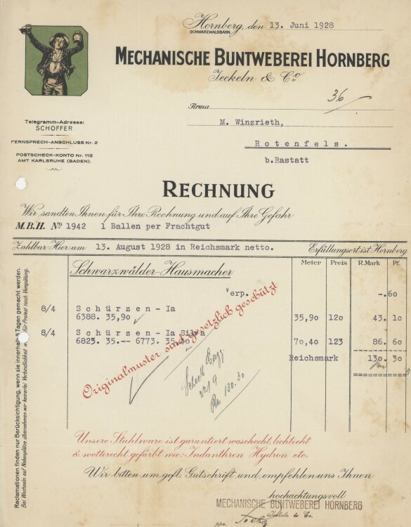 Firma M. Winzrieth (Kaufhaus) - Rechnung - 13.06.1928