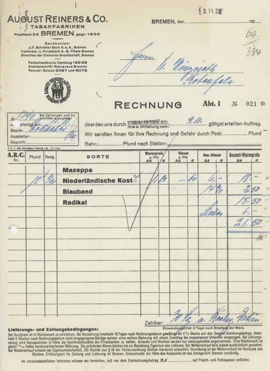 Firma M. Winzrieth (Kaufhaus) - Rechnung - 13.11.1928