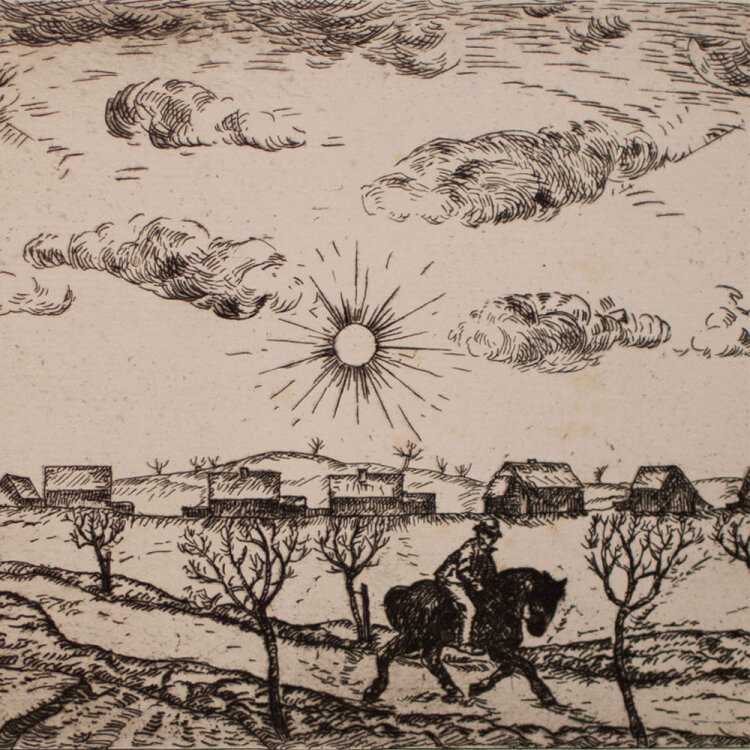 Hans Nadler - Landschaft mit Reiter - o.J. - Radierung auf geripptem Bütten