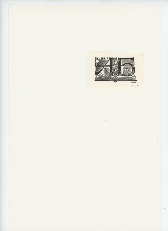 L. Setnjev - Exlibris - o. J. - Holzschnitt auf kräftigem Papier