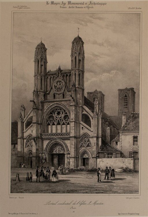 Nicolas M. J. Chapuy - Klosterkirche Saint Martin, Laon - Lithographie - 1840