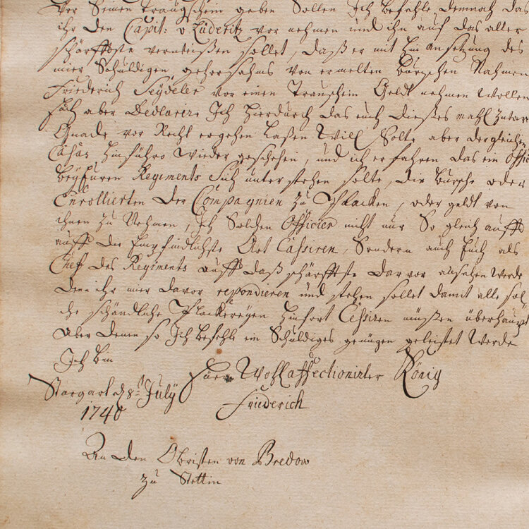 Friedrich II., König von Preußen - Brief - 1740