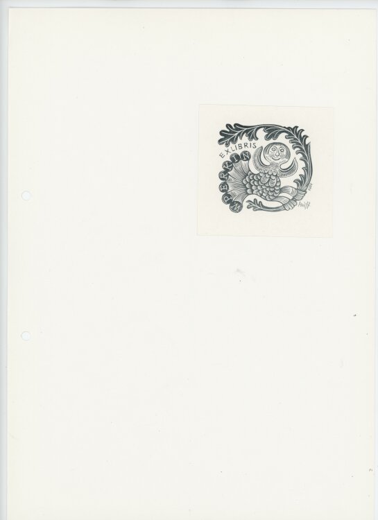 Hermann Huffert - Exlibris - 1974 - Holzschnitt auf festem Papier