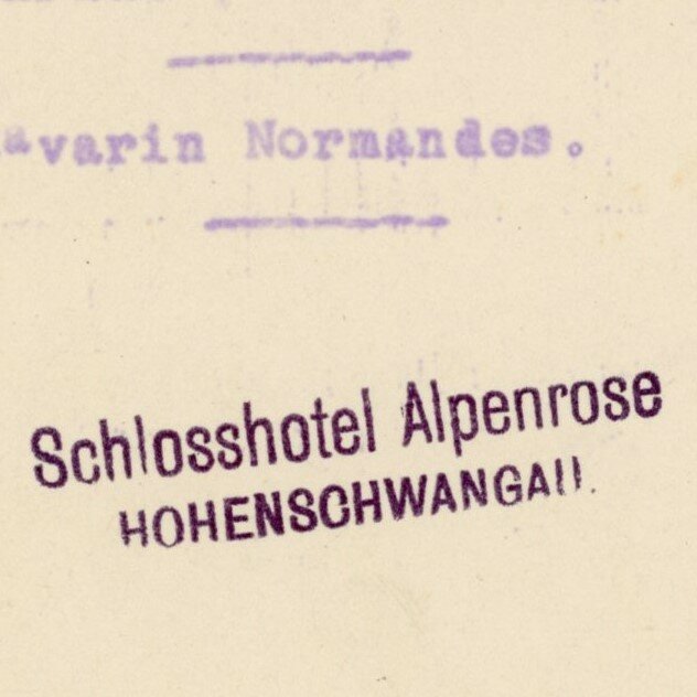 Schlosshotel Alpenrose - Menükarte - 08.08.1934