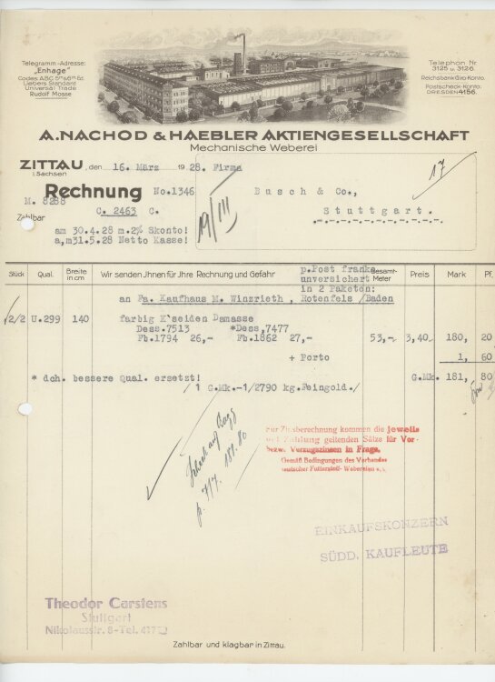 Firma M. Winzrieth (Kaufhaus)an A. Nachod & Haebler...