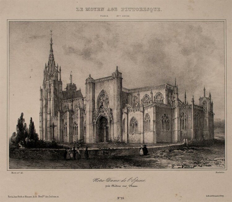Nicolas M. J. Chapuy - Kirche Notre Dame, lÉpine - Lithographie - 1838