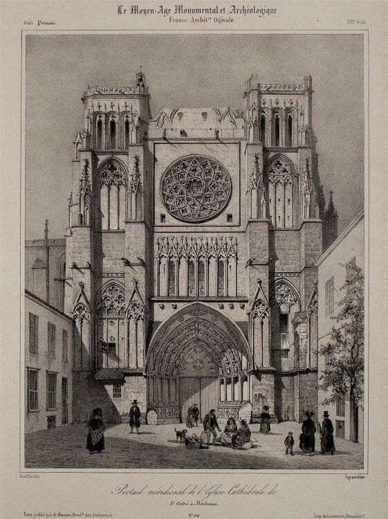 Nicolas M. J. Chapuy - Kirche St. André in Bordeaux - Lithographie - 1840