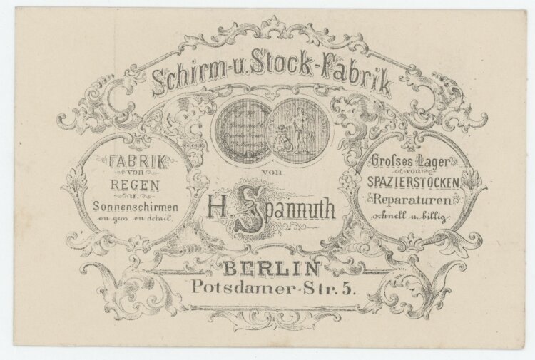 Otto von und zu Aufsessan H. Spannuth Schirm- u Stock-Fabrik- Rechnung - um 1890