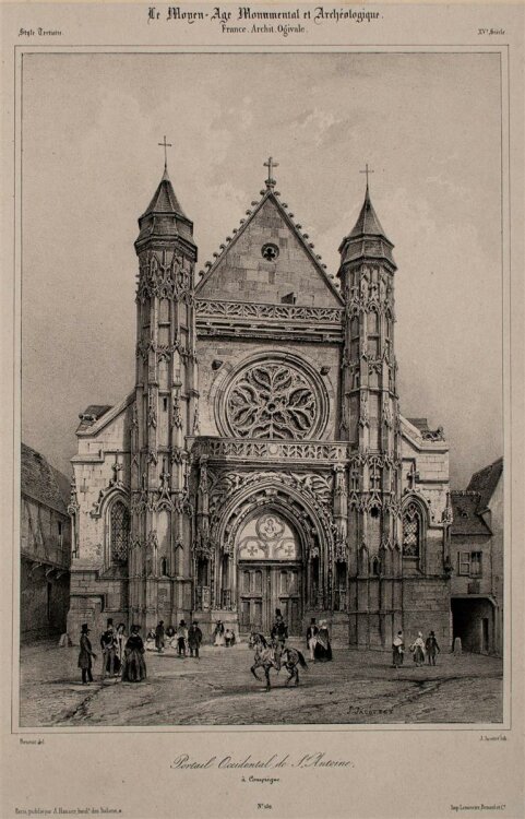 Nicolas M. J. Chapuy - Kathedrale St. Antoine, Compiègne - Lithographie - 1840