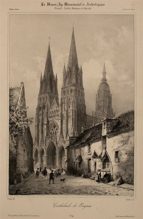 Nicolas M. J. Chapuy - Kathedrale, Bayeux - Lithographie - 1840
