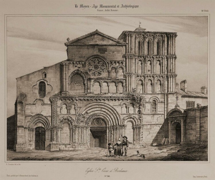 Nicolas M. J. Chapuy - Kirche Stainte-Croix, Bordeaux - Lithographie - 1840