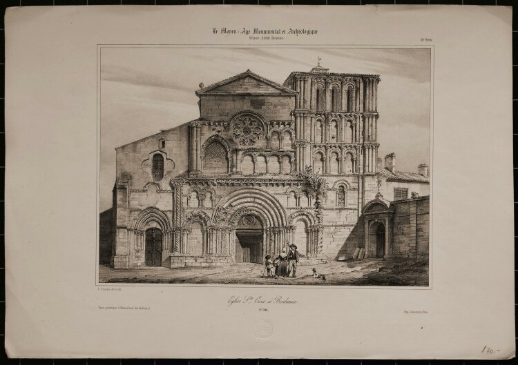 Nicolas M. J. Chapuy - Kirche Stainte-Croix, Bordeaux - Lithographie - 1840