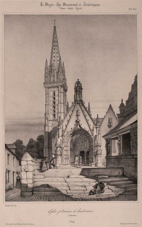 Nicolas M. J. Chapuy - St. Goulven Beinhaus, Landivisiau - Lithographie - 1840