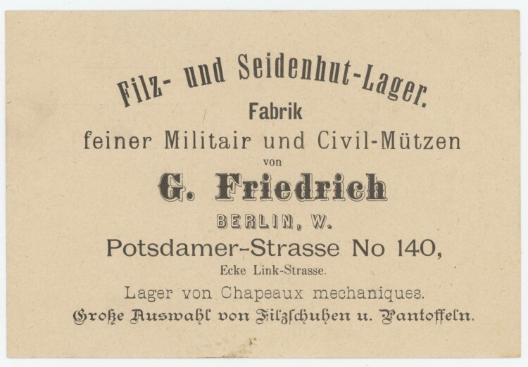 Otto von und zu Aufsessan Filz- und Seidenhut-Lager Fabrik feiner Militair und Civil-Mützen- Rechnung - 03.05.1895
