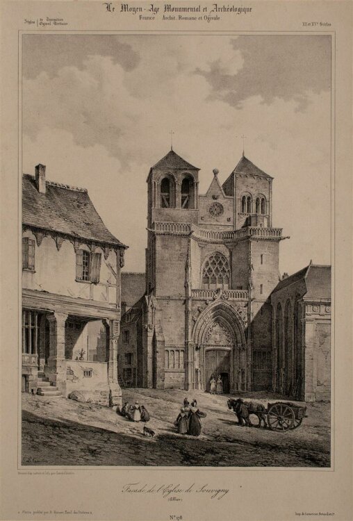 Nicolas M. J. Chapuy - St. Peter und Paul Kirche, Souvigny - Lithographie - 1840
