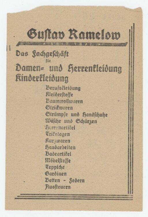 unbekanntan Gustav Ramelow- Rechnung - 20.10.1942
