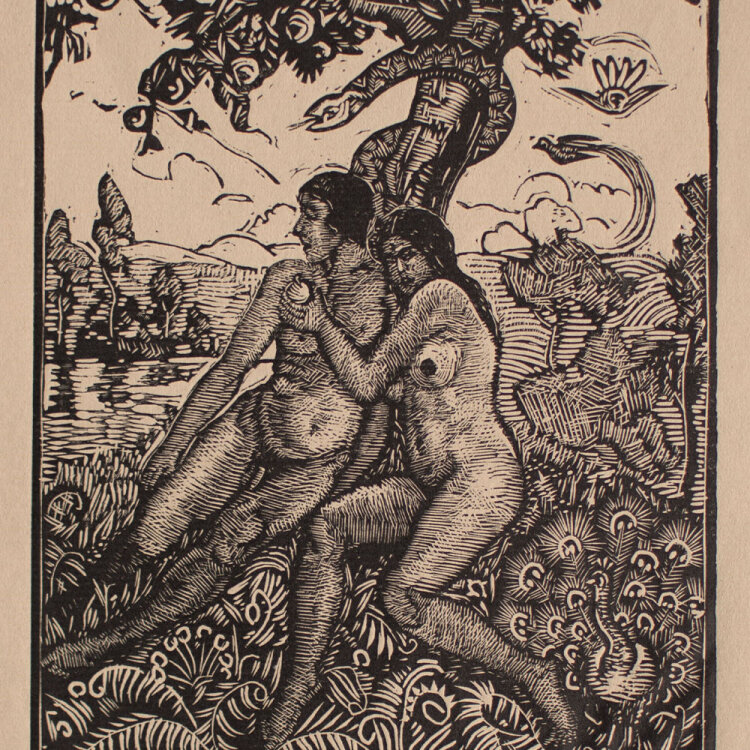 Josef Hodek - Adam und Eva - 1914 - Holzschnitt