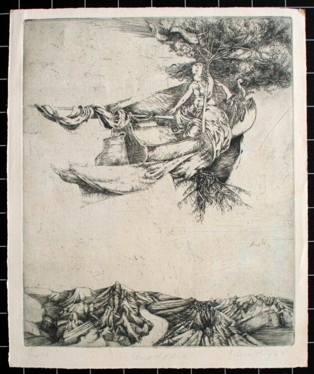 Gisela Breitling - Cenodoxia/ Weibliche Allegorie - 1964 - Kupferstich auf Büttenpapier