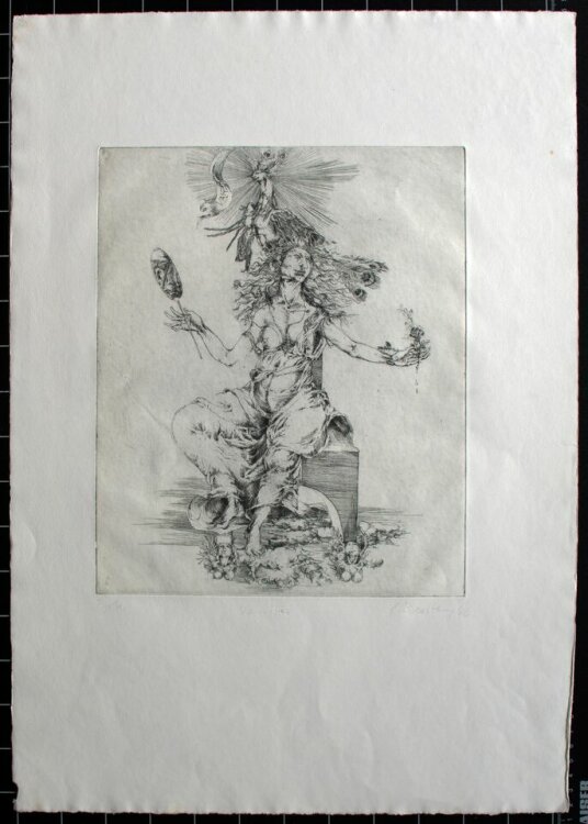 Gisela Breitling - Vanitas/ Weibliche Allegorie - 1966 - Kupferstich auf Büttenpapier