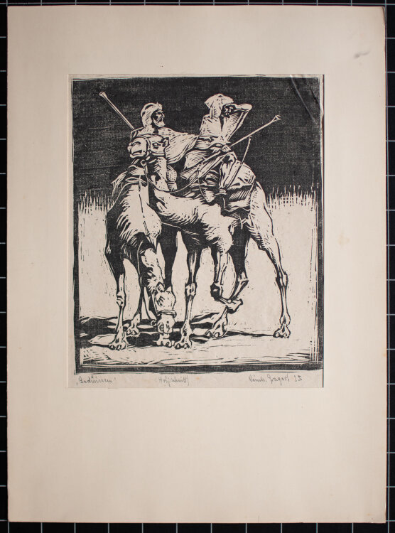 Reinhold Gragert - Beduinen - 1923? - Holzschnitt auf geripptem Papier