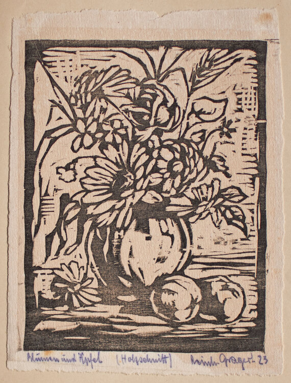 Reinhold Gragert - Blumen und Äpfel - 1923 - Holzschnitt