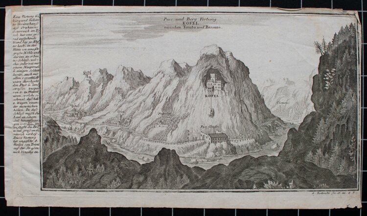 Gabriel Bodenehr - Pass und Berg Vestung Kofel - o.J. - Kupferstich auf Büttenpapier