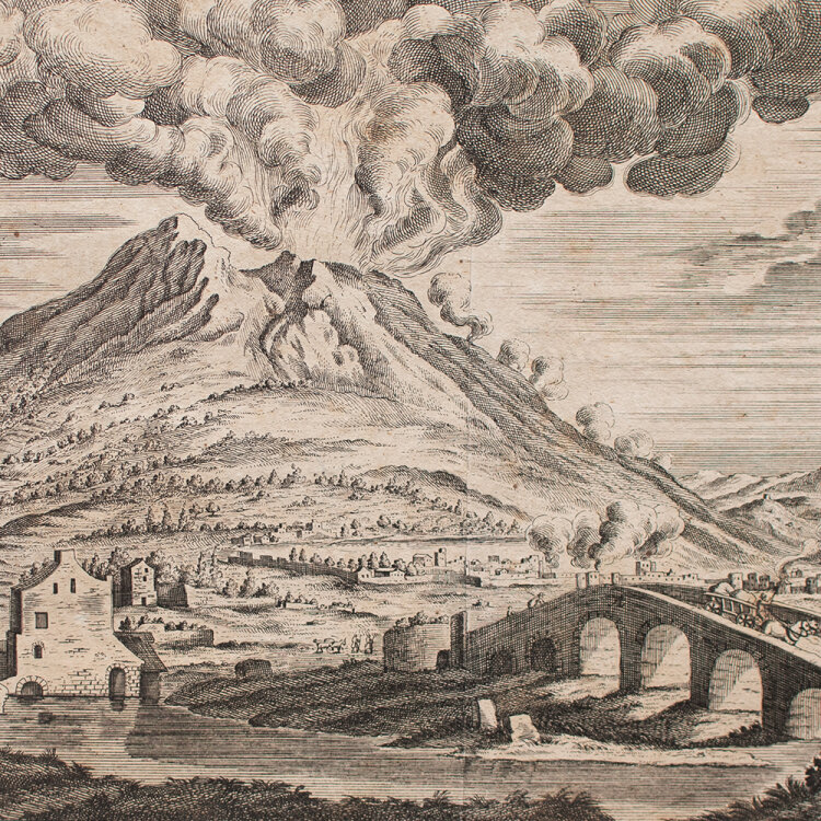 Johann Wilhelm Stör - Brücke la Nunziata unter den Berg Vesuvio - o.J. - Kupferstich auf Büttenpapier