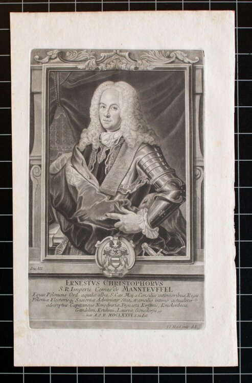 Johann Jakob Haid - Bildnis Ernst Christoph von Manteuffel - o.J. - Radierung