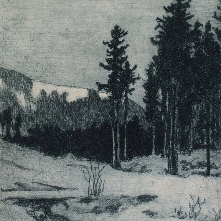 Ernst Pöche - Winterabend - o. J. - Farbradierung