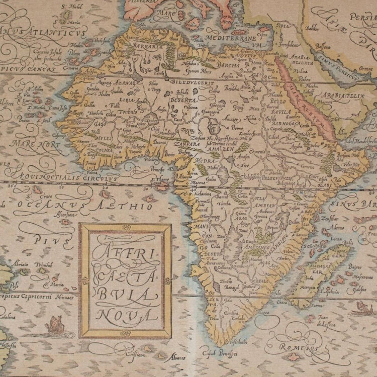 Sebastian Münster - Affricae tabula nova - um 1580 - kolorierter Holzschnitt