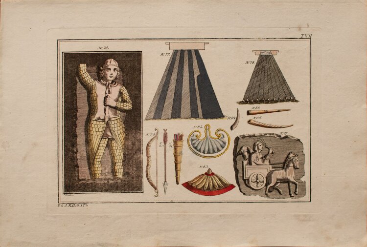Johann Paul Weindl - antike Gegenstände - kolorierte...