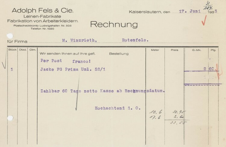 Firma M. Winzrieth (Kaufhaus)an Adolph Fels & Cie-...