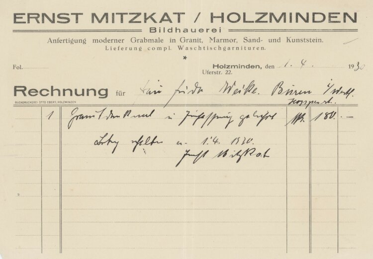 Otto von und zu Aufsessan V. Manheimer- Rechnung - 19.10.1894