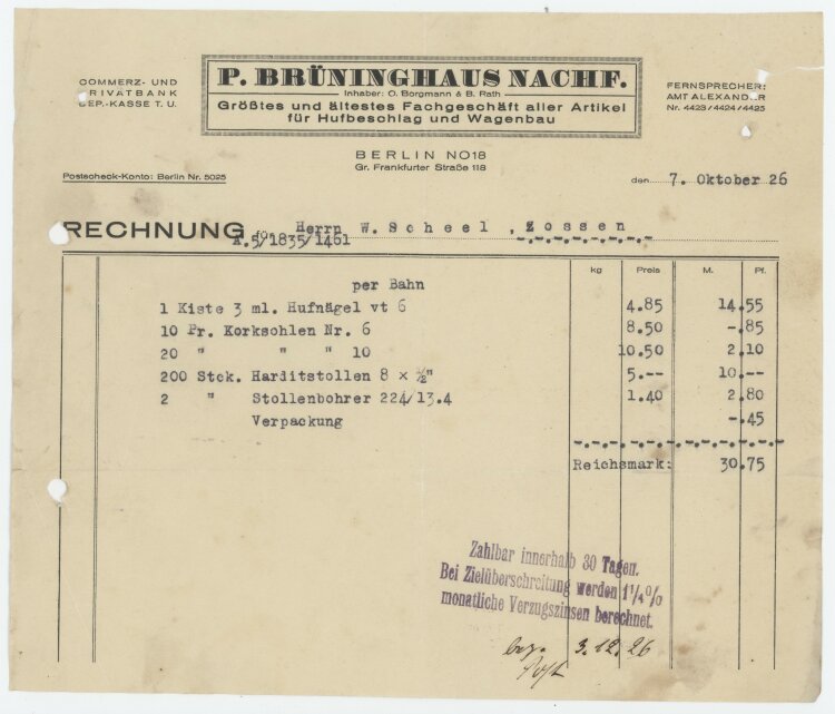 Wilhelm Scheel, Schmiedemeisteran P. Brüninghaus...