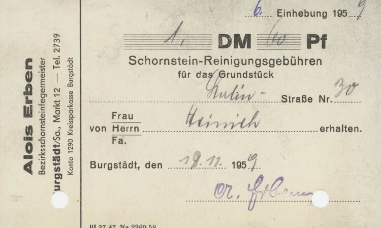 Familie Heinichan Alois Erben- Rechnung - 18.11.1959
