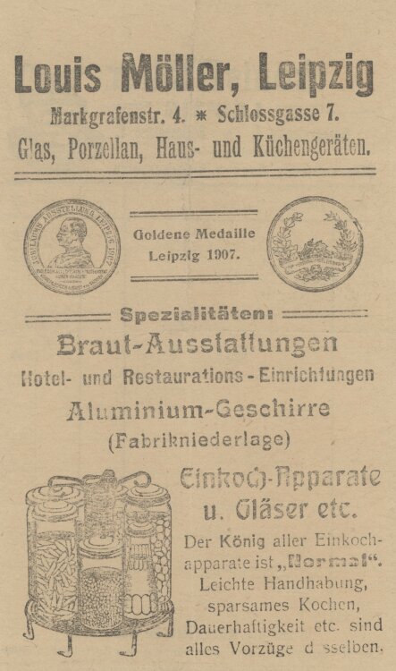 unbekanntan Louis Möller - Spezialhaus- Kassenzettel - um 1910