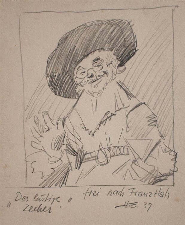 Hermann Kohlmann - Der lustige Zecher nach Franz Hals - 1939 - Bleistift