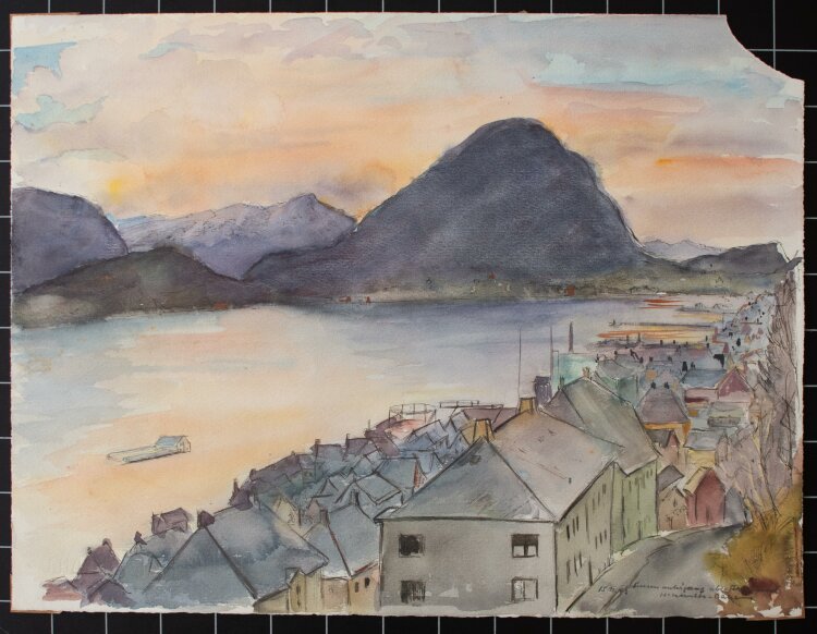Gerhard Schulte-Dahling - Sonnenuntergang über Aalesund - 1942 - Aquarell