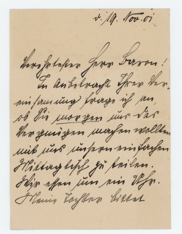 Berta Reitzenstein - Einladung zum Mittagessen - 19.11.1901