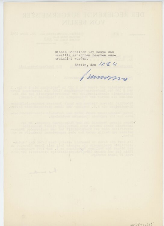 Willy Brandt - Dienstzeitanrechnung - 22.03.1961
