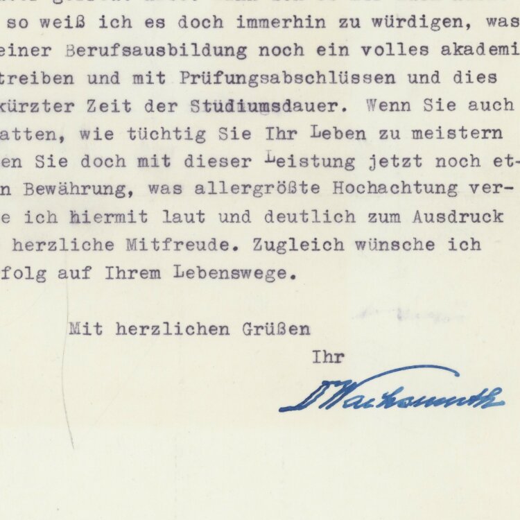 Andreas Bruno Wachsmuth - Gratulation zum Studienabschluss - 07.02.1956