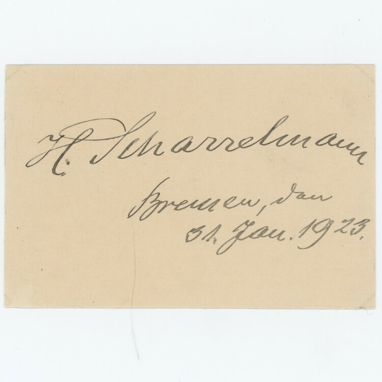 Heinrich Scharrelmann - Autograph - 31.01.1923