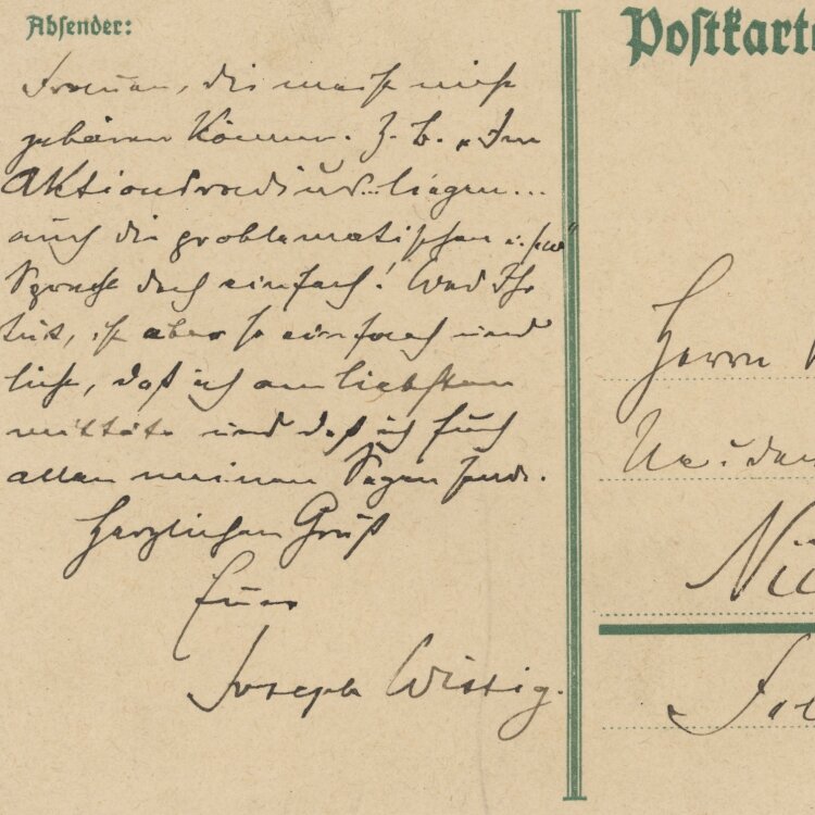 Joseph Wittig - Postkarte - 10.01.1926