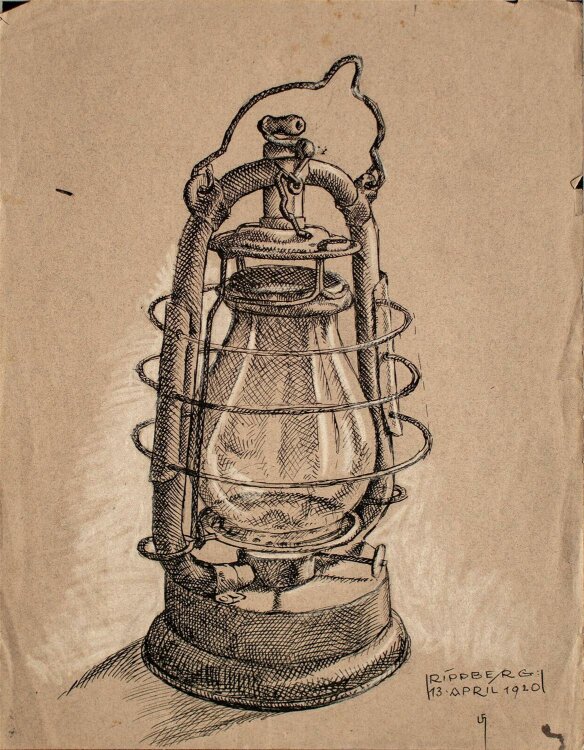 Uli Huber - Lampe / Rippberg - Federzeichnung - 1920