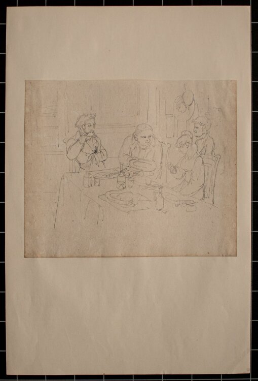 Joseph Simon Volmar - beim Essen - Bleistiftzeichnung - 1820