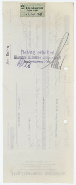 Établissements Ungemach Société alsacienne d´Alimentation - Prima-Wechsel - 04.02.1931